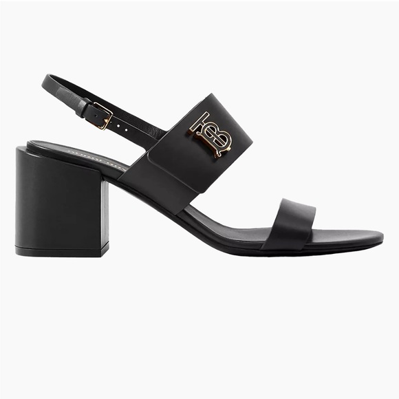 Authentic Burberry Women’s Monogram Logo Leather Sandals - Picture 1 of 16